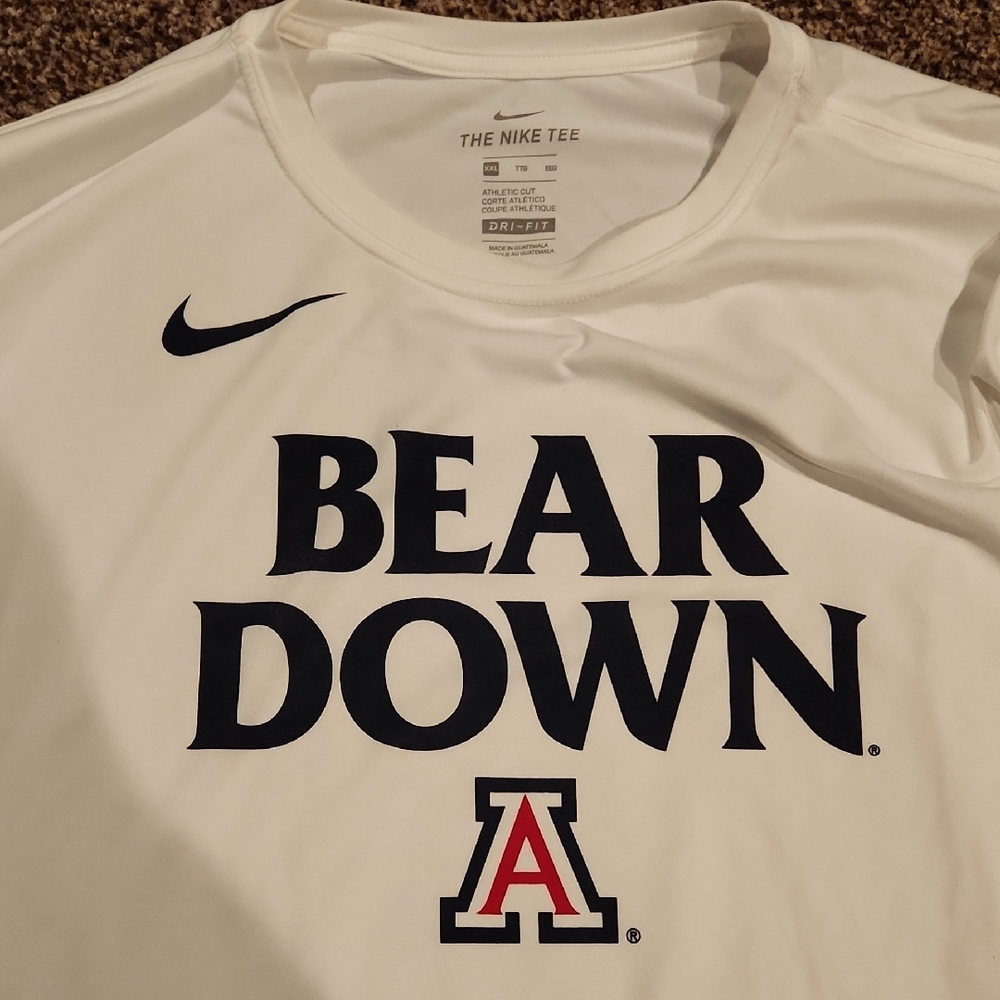 Nike University Of Arizona White Long Sleeve 'Bear Down' Dri-fit Shirt Size: XXL - Picture 2 of 5